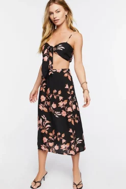 Floral Print Cropped Cami & Skirt Set