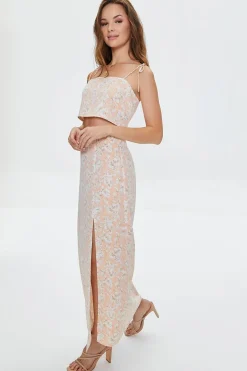 Floral Print Cropped Cami & Skirt Set