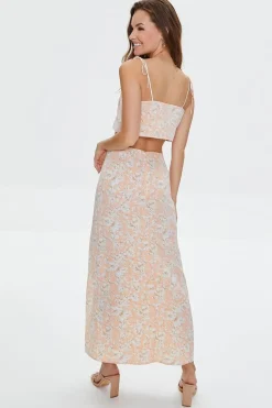 Floral Print Cropped Cami & Skirt Set