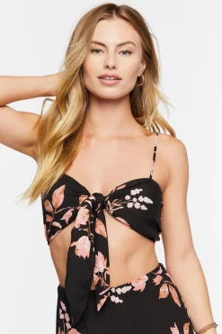 Floral Print Cropped Cami & Skirt Set