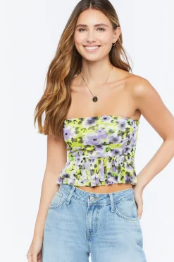 Floral Print Cropped Tube Top