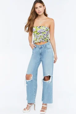 Floral Print Cropped Tube Top