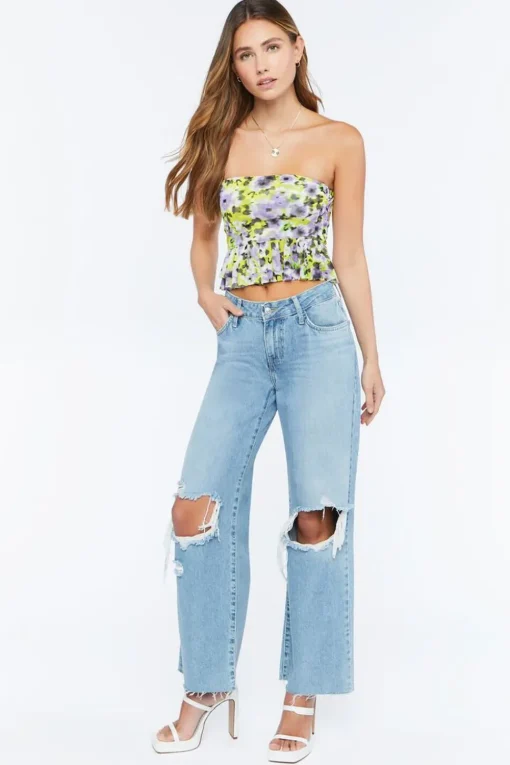 Floral Print Cropped Tube Top