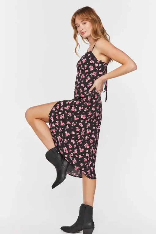 Floral Print Cutout Cami Dress