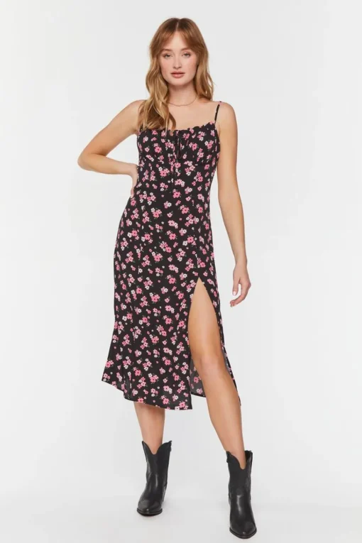 Floral Print Cutout Cami Dress