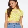 Floral Print Cutout Cropped Tee