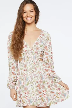Floral Print Cutout Midi Dress