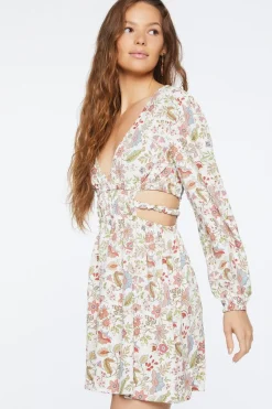 Floral Print Cutout Midi Dress