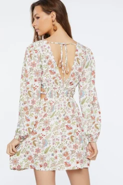 Floral Print Cutout Midi Dress