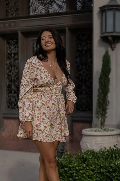 Floral Print Cutout Mini Dress