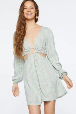 Floral Print Cutout Mini Dress