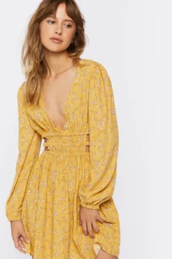 Floral Print Cutout Mini Dress