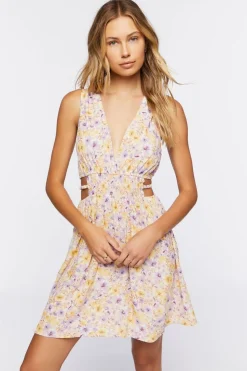 Floral Print Cutout Mini Dress
