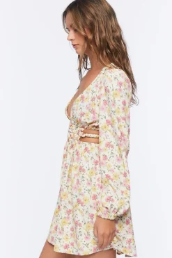 Floral Print Cutout Mini Dress