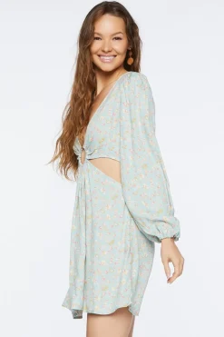 Floral Print Cutout Mini Dress