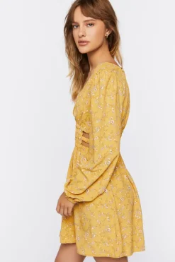 Floral Print Cutout Mini Dress