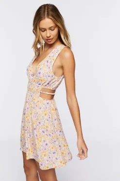Floral Print Cutout Mini Dress