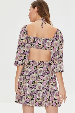Floral Print Cutout Mini Dress