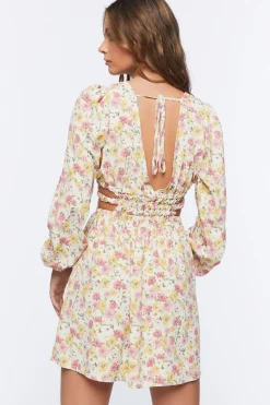 Floral Print Cutout Mini Dress