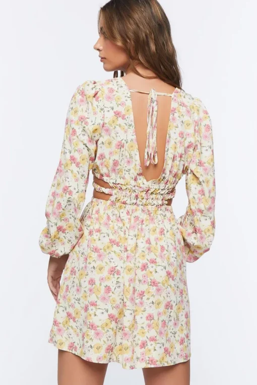 Floral Print Cutout Mini Dress