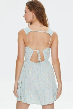 Floral Print Cutout Mini Dress