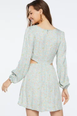 Floral Print Cutout Mini Dress