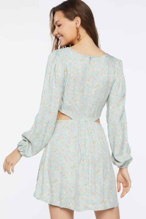 Floral Print Cutout Mini Dress