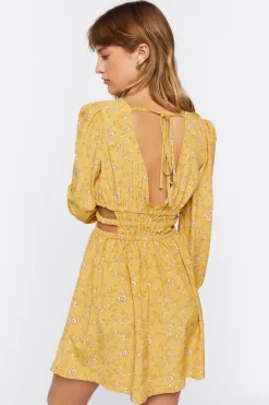 Floral Print Cutout Mini Dress