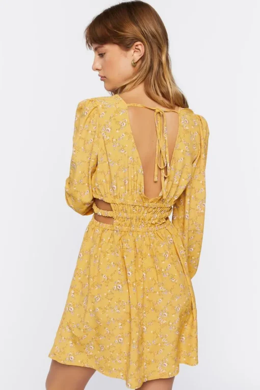 Floral Print Cutout Mini Dress