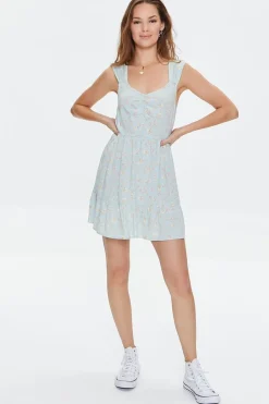 Floral Print Cutout Mini Dress