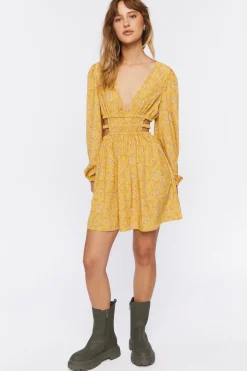Floral Print Cutout Mini Dress