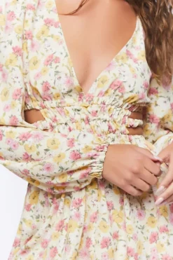 Floral Print Cutout Mini Dress