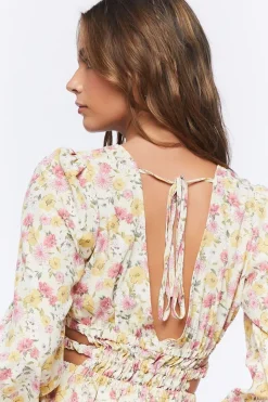 Floral Print Cutout Mini Dress