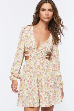 Floral Print Cutout Mini Dress