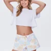 Floral Print Denim Shorts