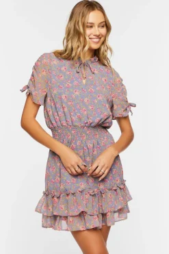 Floral Print Flounce Mini Dress