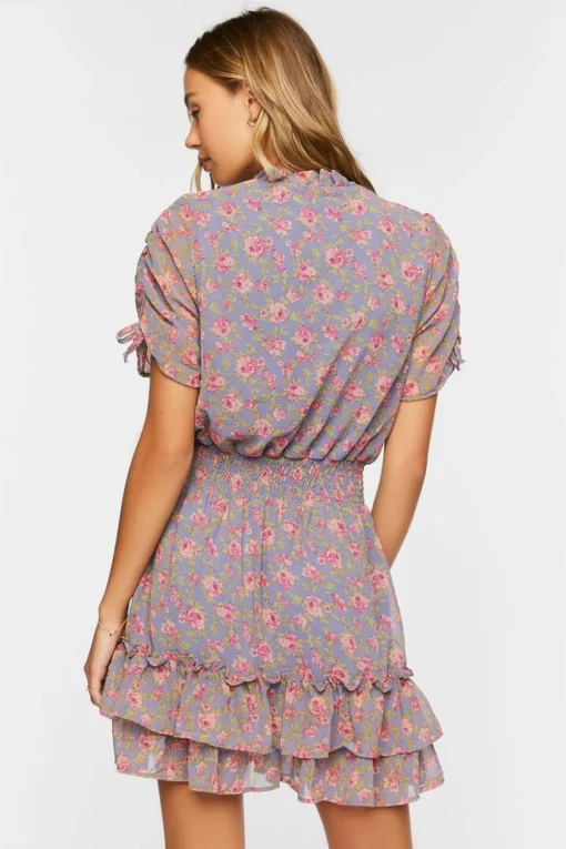 Floral Print Flounce Mini Dress