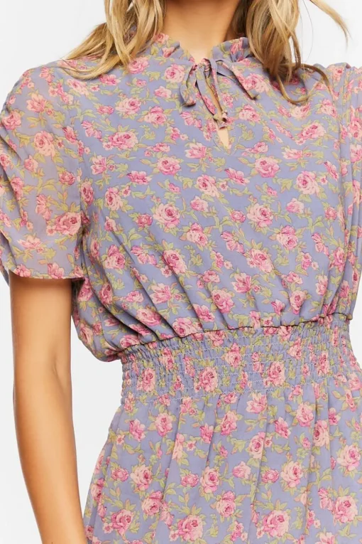 Floral Print Flounce Mini Dress