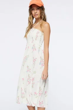 Floral Print Halter Midi Dress