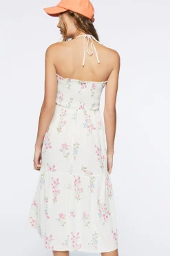 Floral Print Halter Midi Dress
