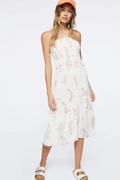 Floral Print Halter Midi Dress