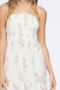 Floral Print Halter Midi Dress