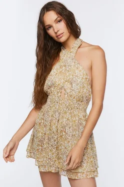 Floral Print Halter Romper