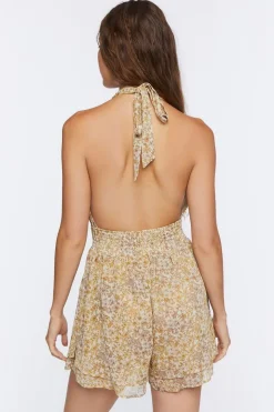 Floral Print Halter Romper