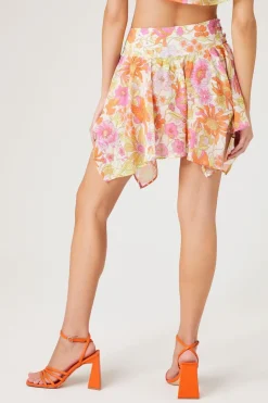 Floral Print Handkerchief Skirt