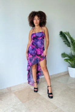 Floral Print High-Low Dress