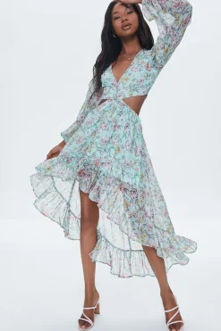 Floral Print High-Low Dress