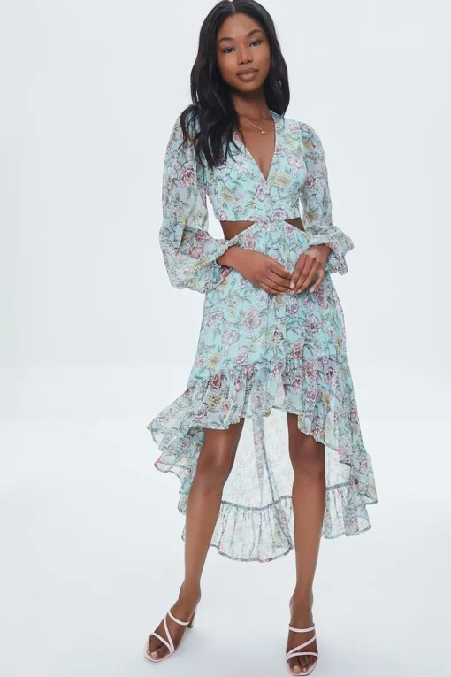 Floral Print High-Low Dress