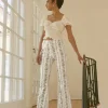Floral Print High-Rise Flare Pants