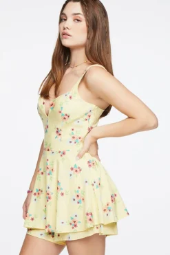 Floral Print Linen-Blend Romper